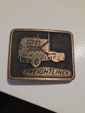Brass-Tone Truck Belt Buckle - Black & Gold
